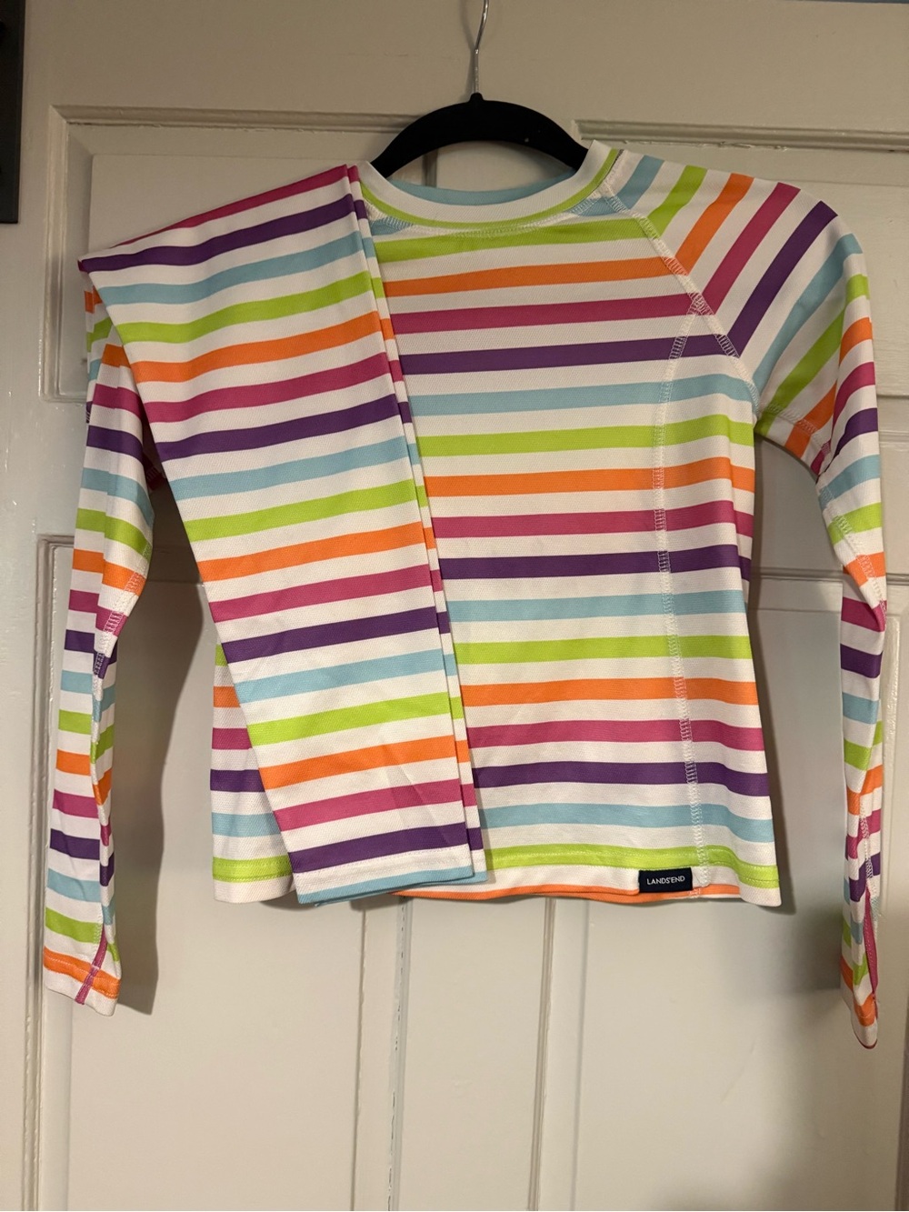 Land's End Kids' Long Sleeve Rainbow Stripe Thermal Suit